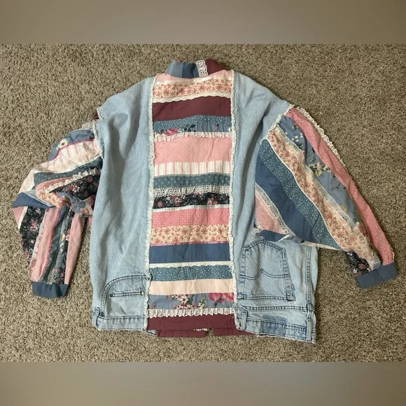 Levi's Multicolor Patchwork Upcycled Denim Jacket Lace SilverTab Women's OneSize - Picture 3 of 15